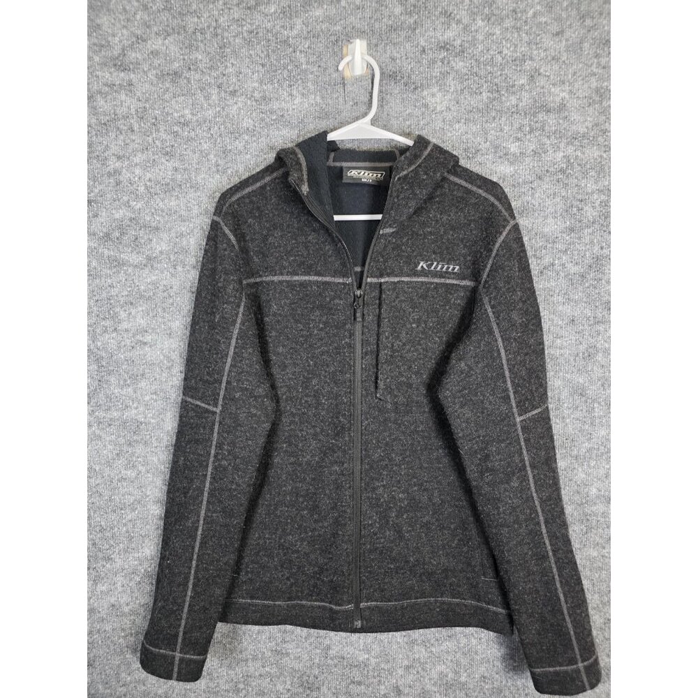 Klim Hoodie Mens Small Gray Bighorn Canyon Merino Wool Fleece Full Zip Pocket